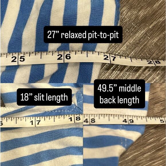 Lake Seafarer Blue Stripe DreamKnit Stretch Jersey Caftan Coastal Preppy Lounge - Picture 12 of 12